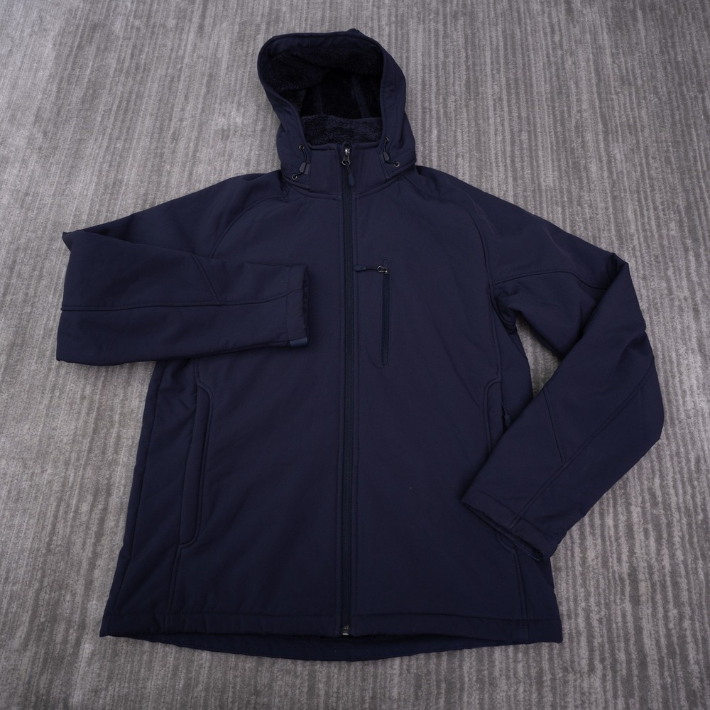 Kirkland Signature Softshell Jacket Mens Medium Navy Blue Excellent Fleece Lined